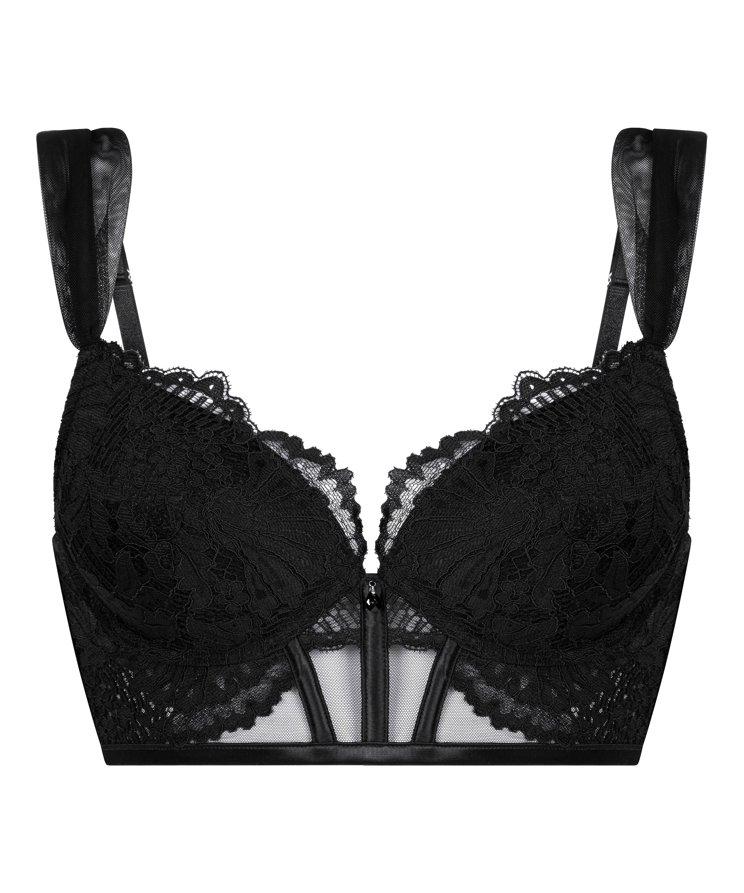 Soutien-gorge à armatures préformé push-up et longline Whitney, Noir, main