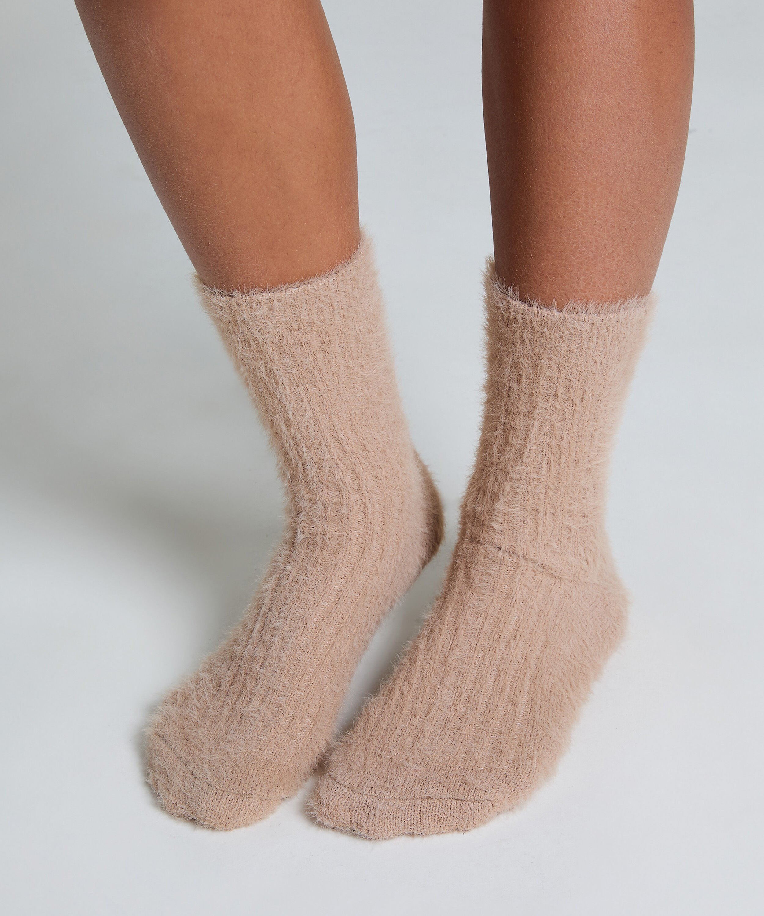 Chaussettes duveteuses Liv, Beige Chaussettes duveteuses Liv, Beige