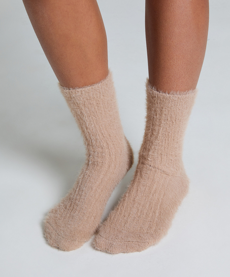 Chaussettes duveteuses Liv, Beige