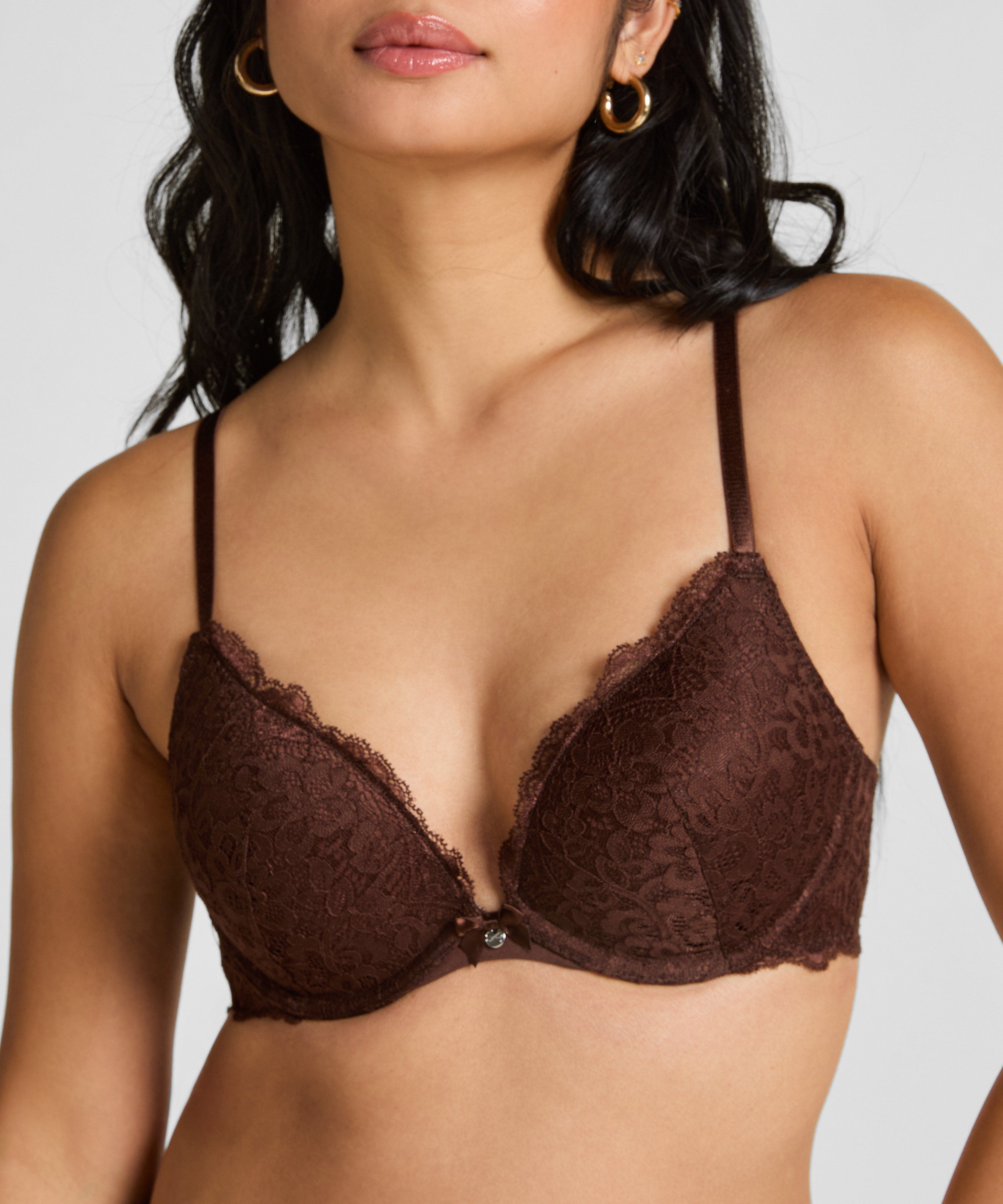 Soutien-gorge &agrave; armatures pr&eacute;form&eacute; push-up Marine, Marron, main