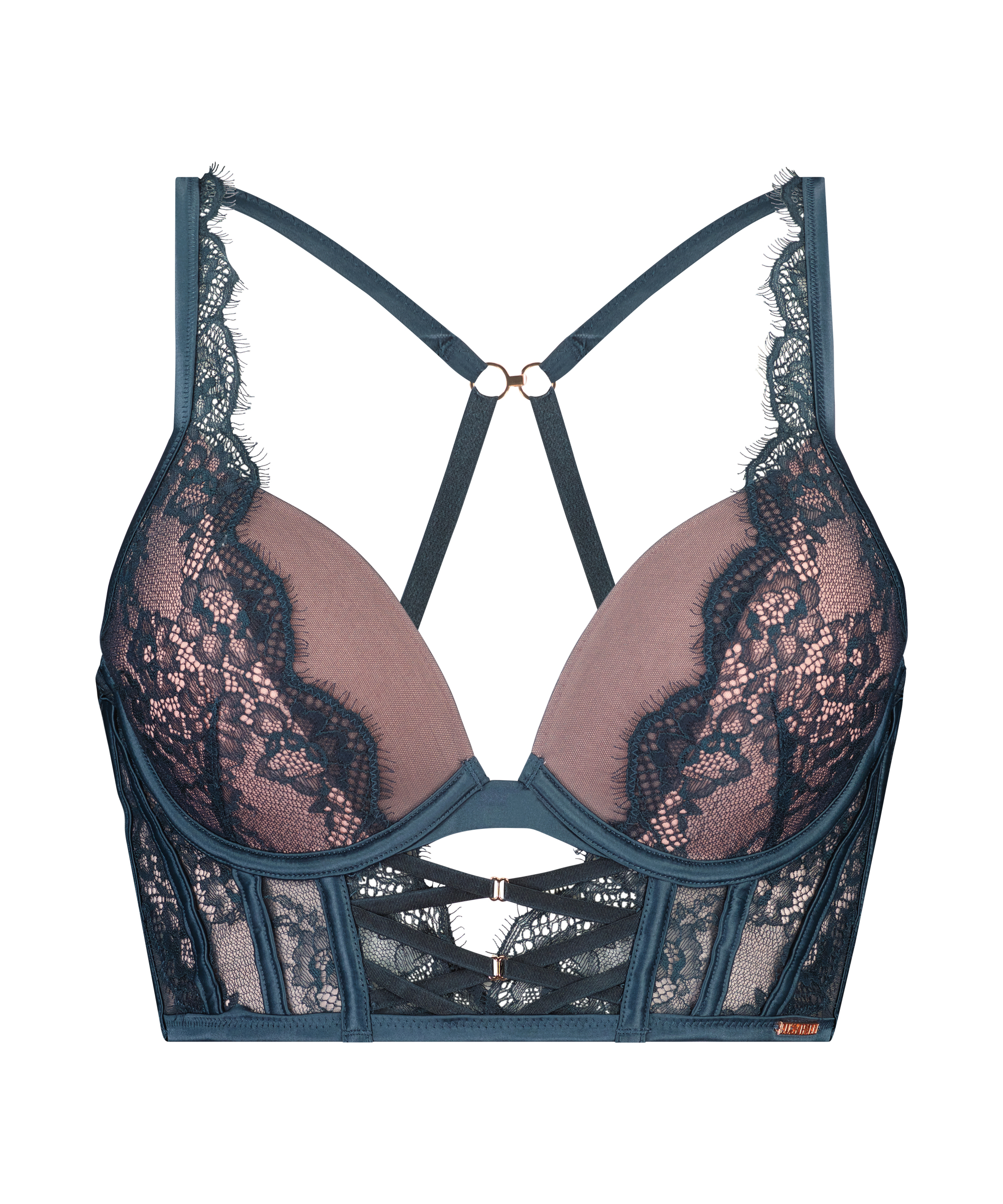 Soutien-gorge à armatures préformé longline Margaret Lucy Hale, Bleu, main