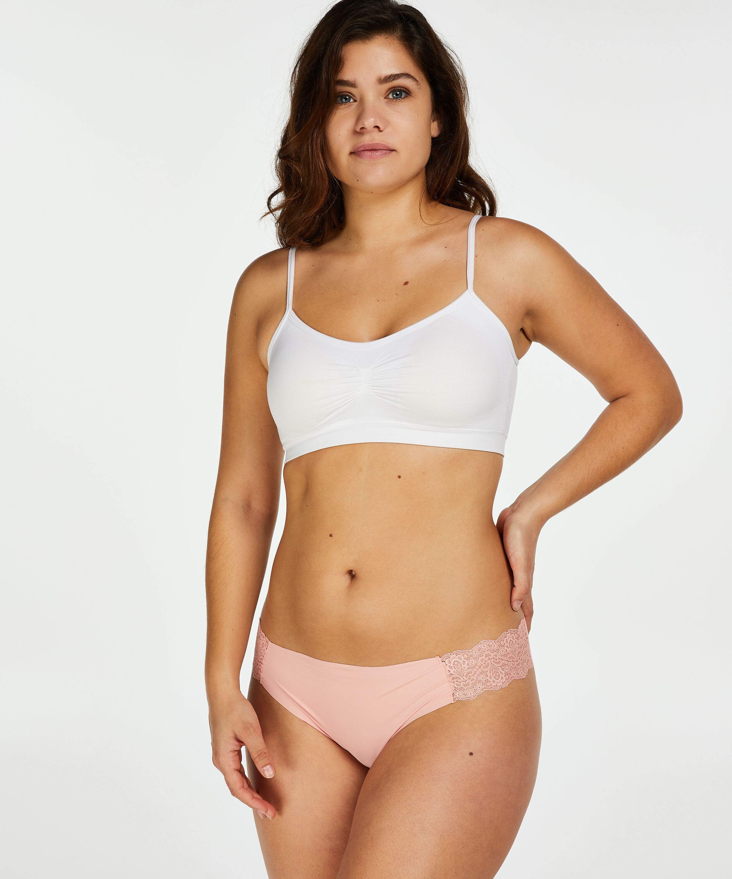 Slip br&eacute;silien Invisible Dentelle, Rose