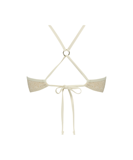 Crochet Bikini push-up Lurex Top, Blanc