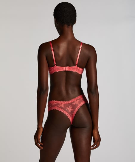 Slip br&eacute;silien V-shape mesh, Rose