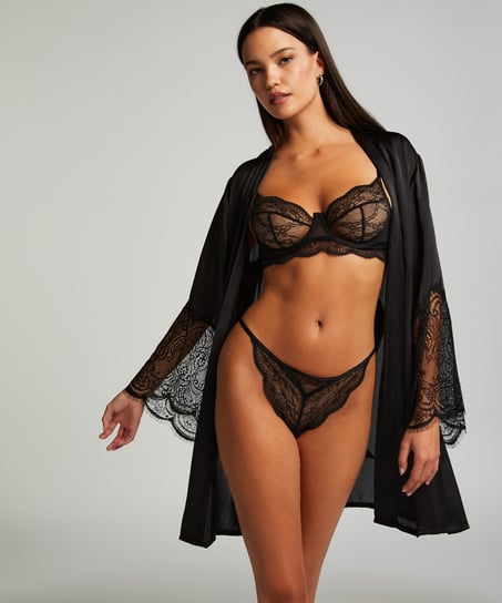 Kimono Lace Satin, Noir