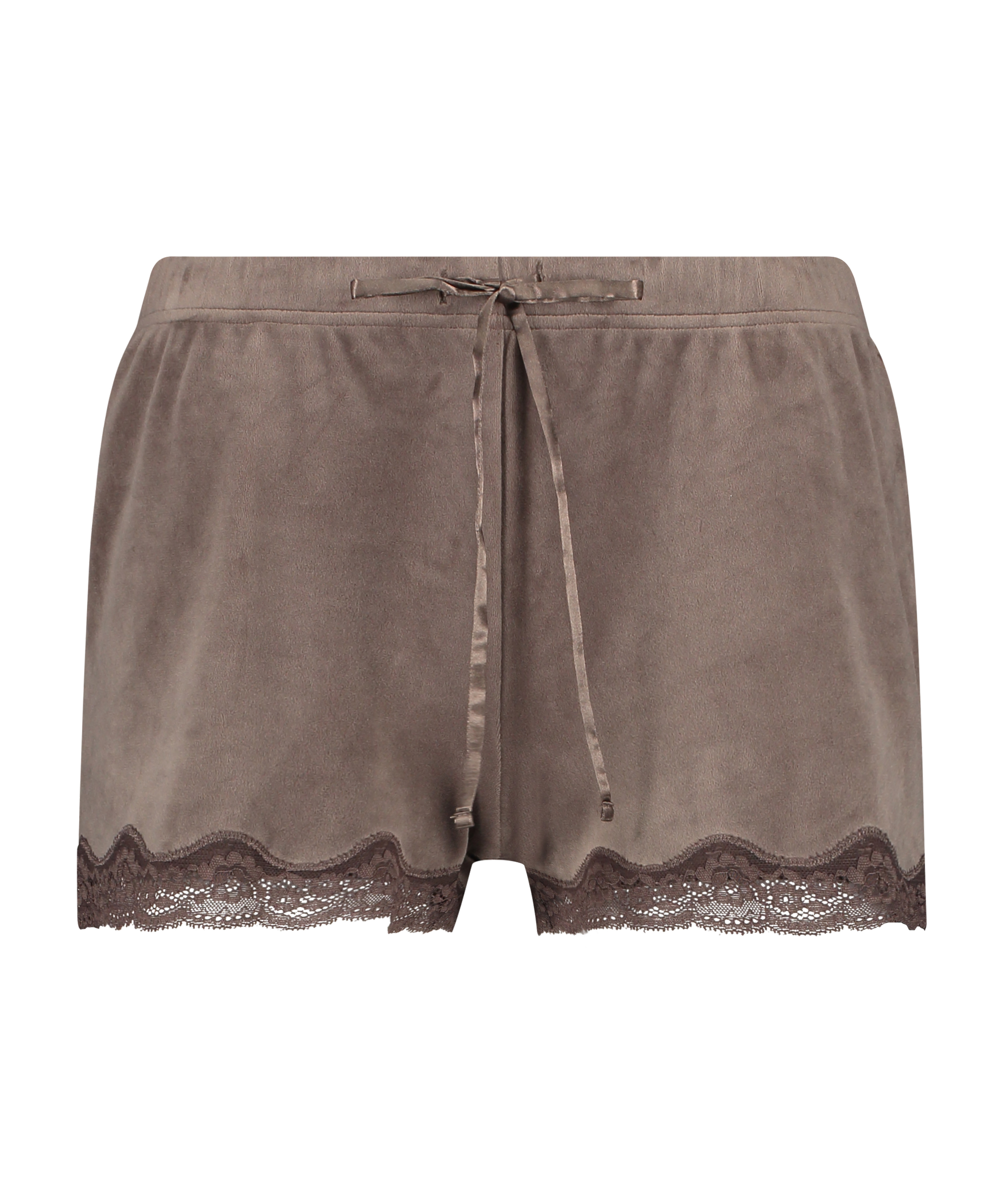 Short velours dentelle, Marron, main