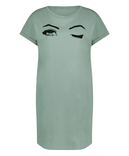 Chemise de nuit col rond, Bleu