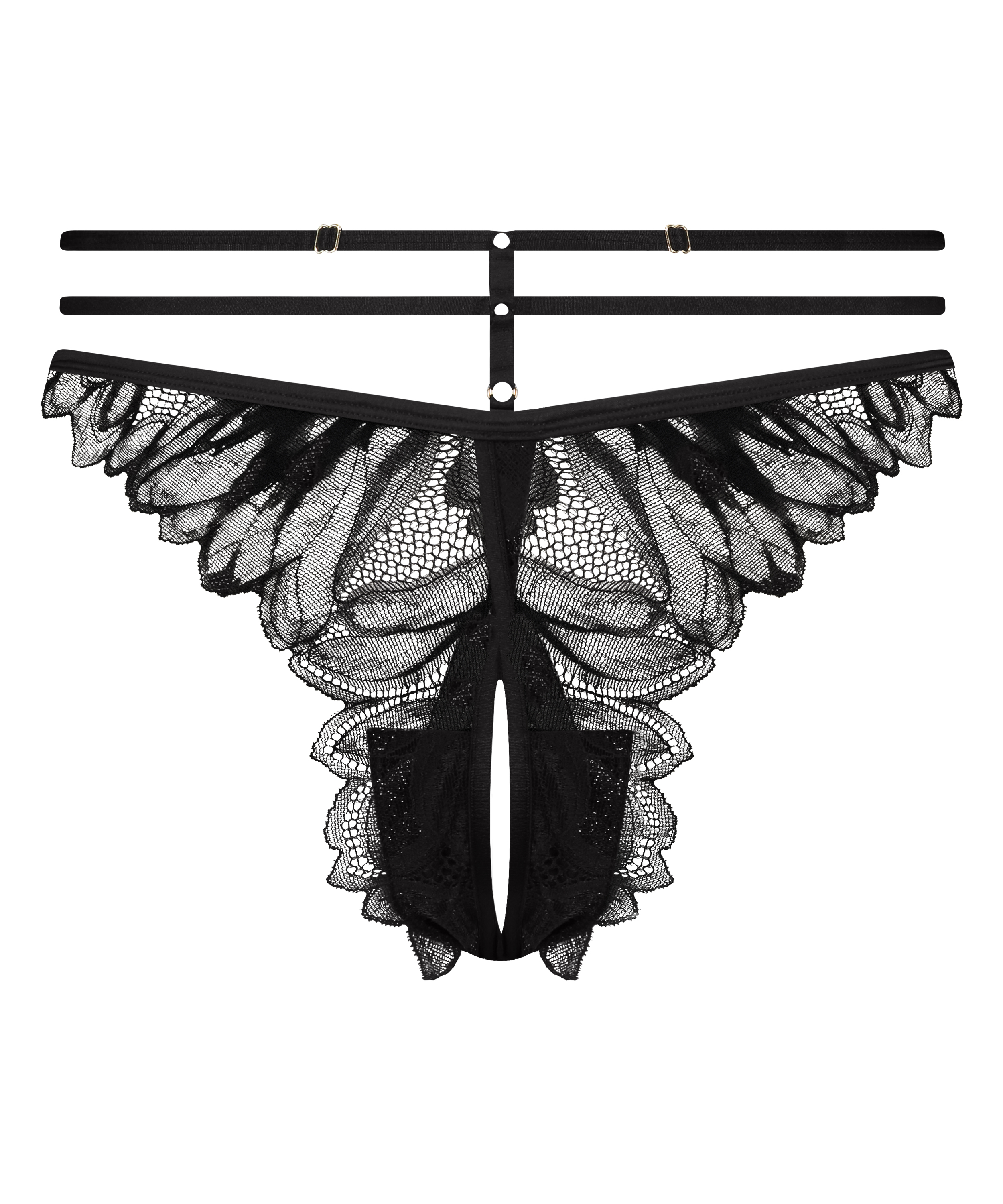Slip brésilien ouvert à l’entrejambe Cierra, Noir, main