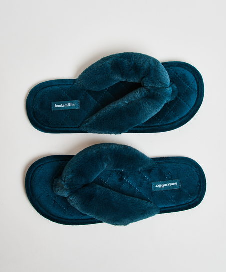 Pantoufles en Velours et fourrure, Vert