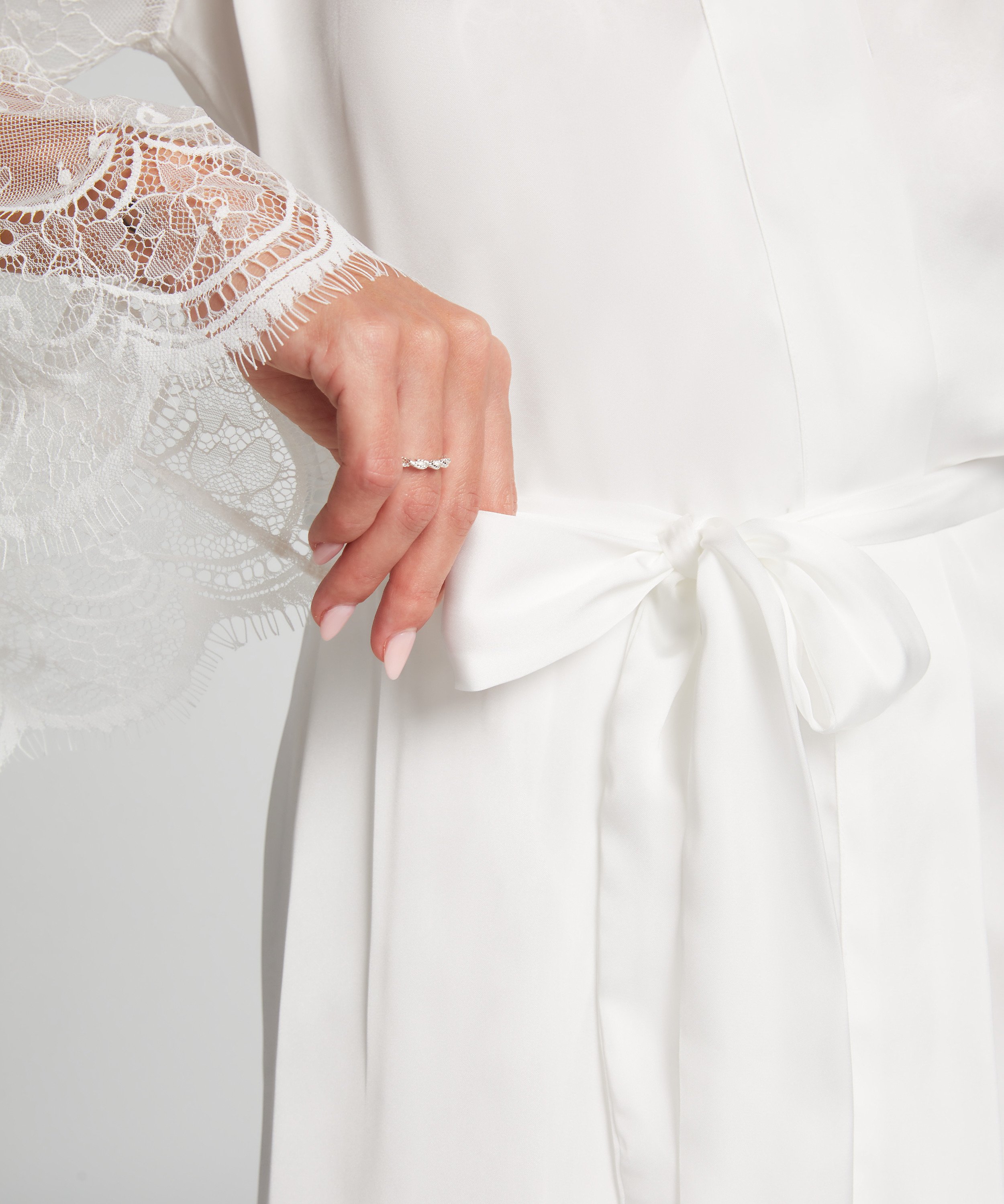 Kimono Satin, Blanc, main