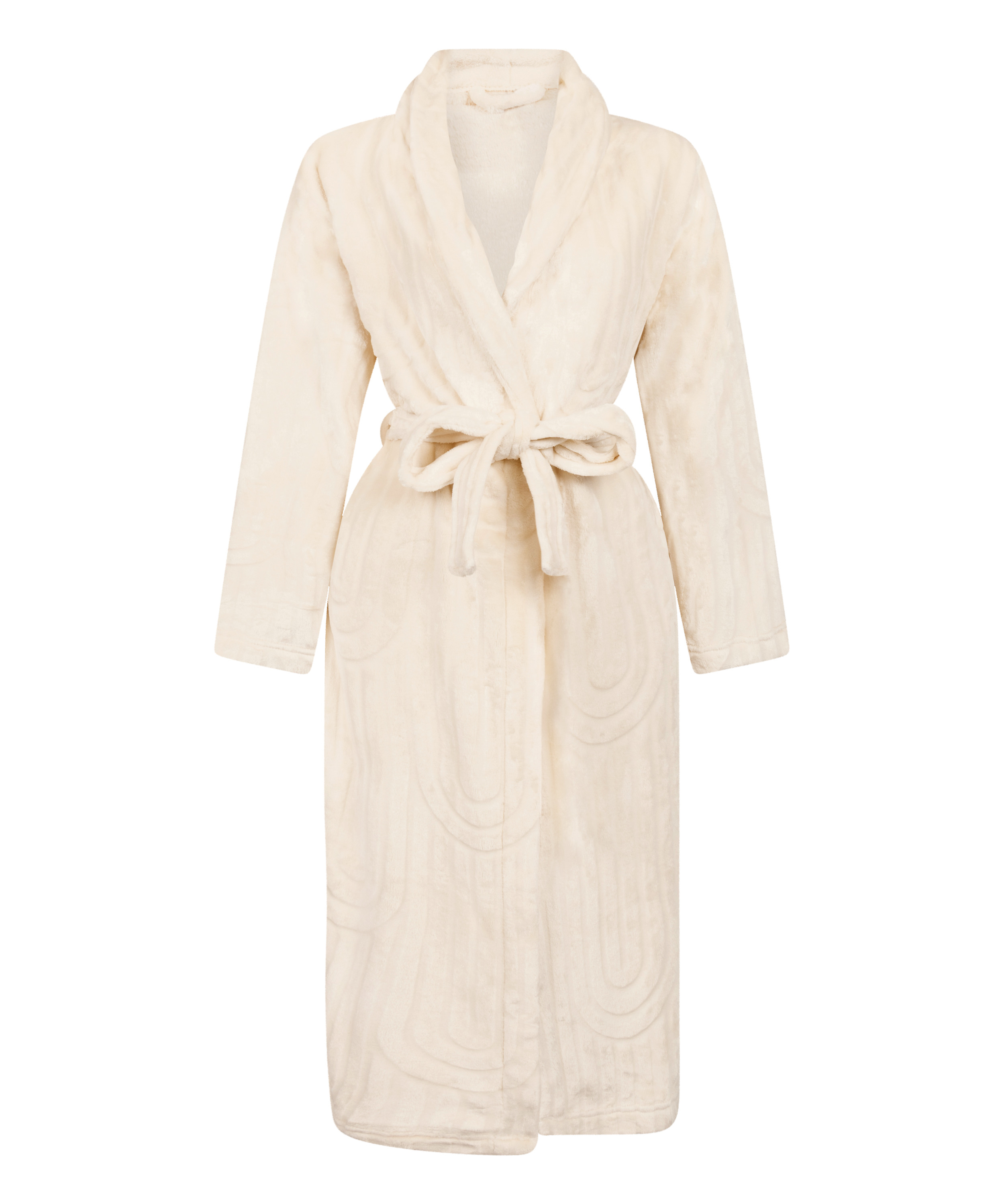 Robe de chambre longue en Fleece, Blanc, main