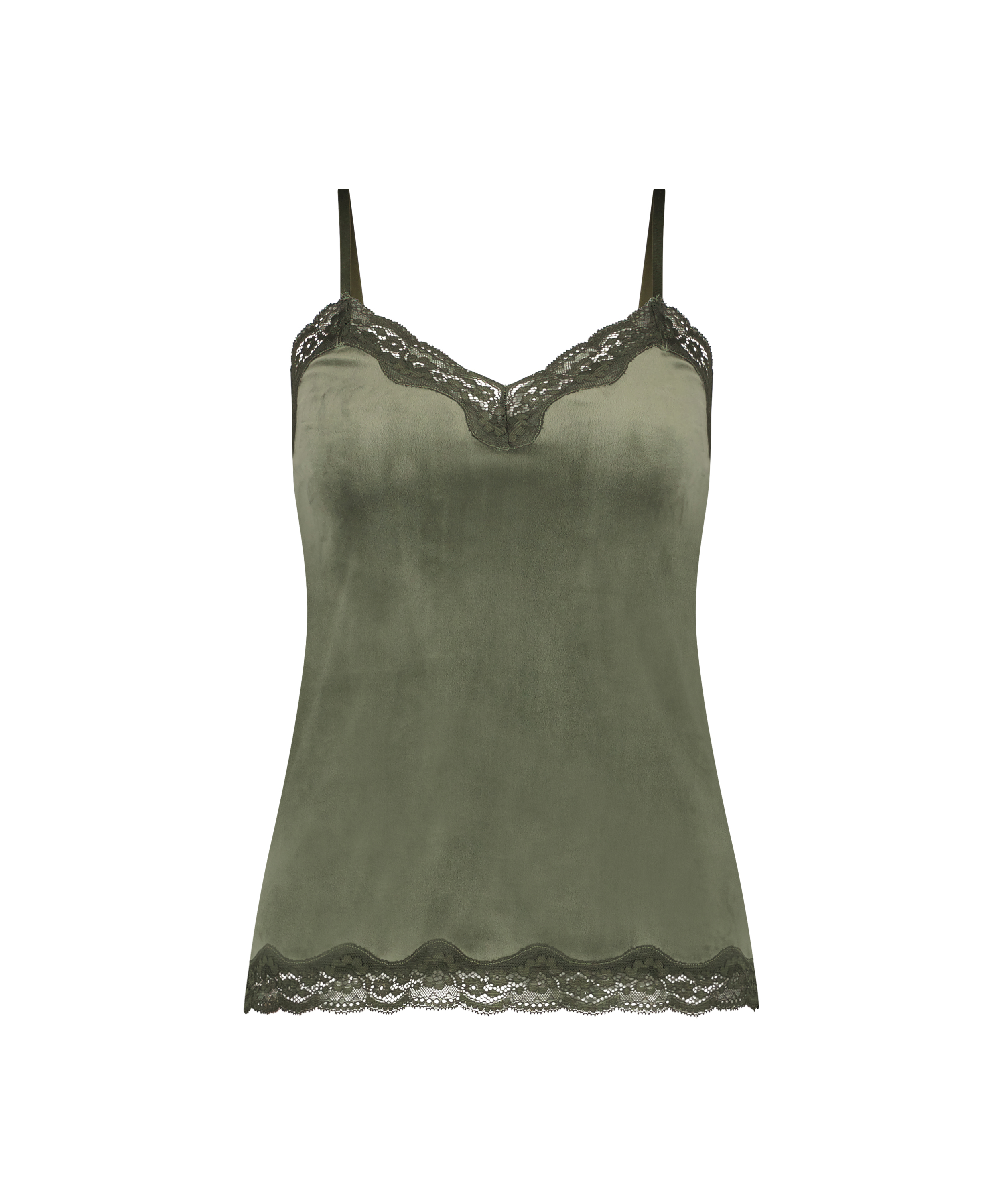 Camisole velours Dentelle, Vert, main