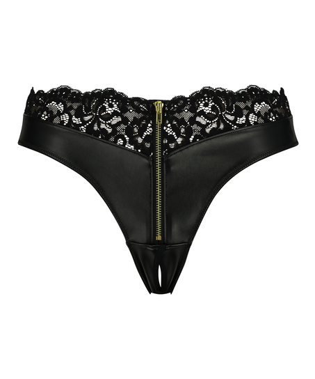 Slip br&eacute;silien ouvert Talia, Noir