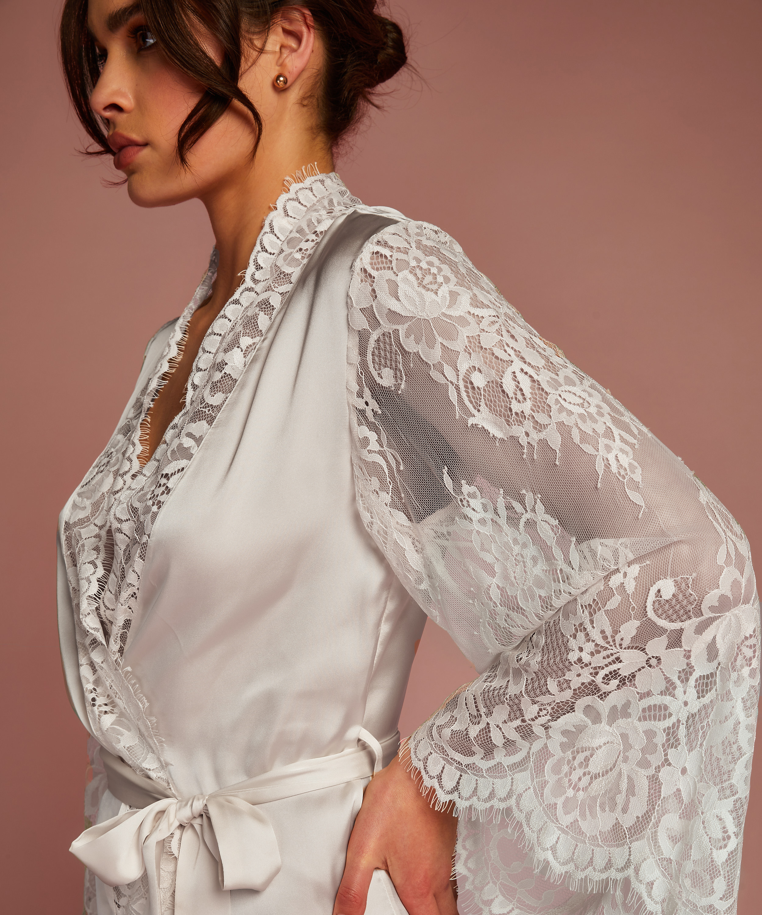 Kimono All Over Lace, Blanc, main