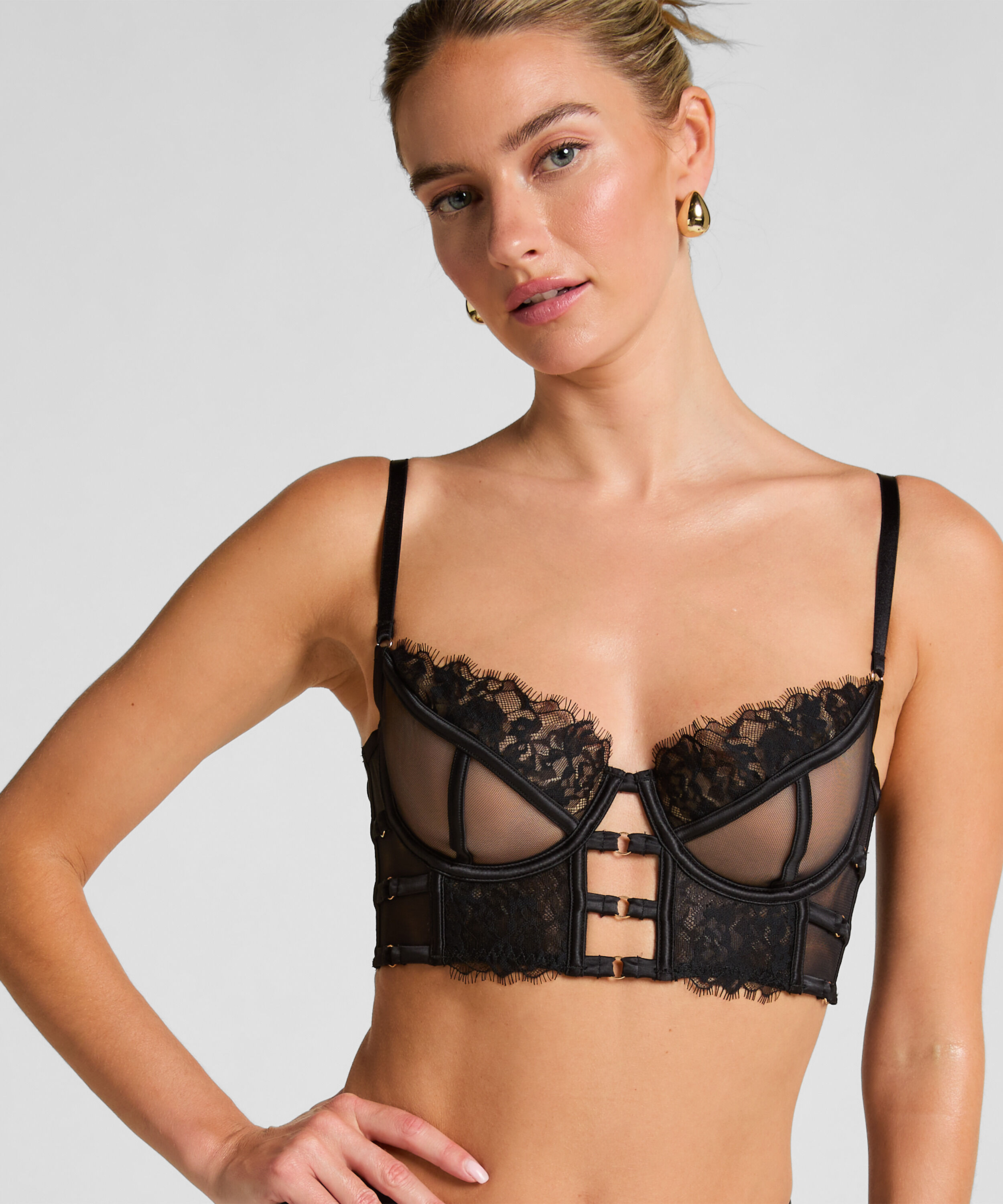 Soutien-gorge &agrave; armatures non-rembourr&eacute; longline Nienke, Noir