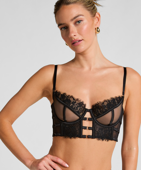 Soutien-gorge à armatures non-rembourré longline Nienke, Noir