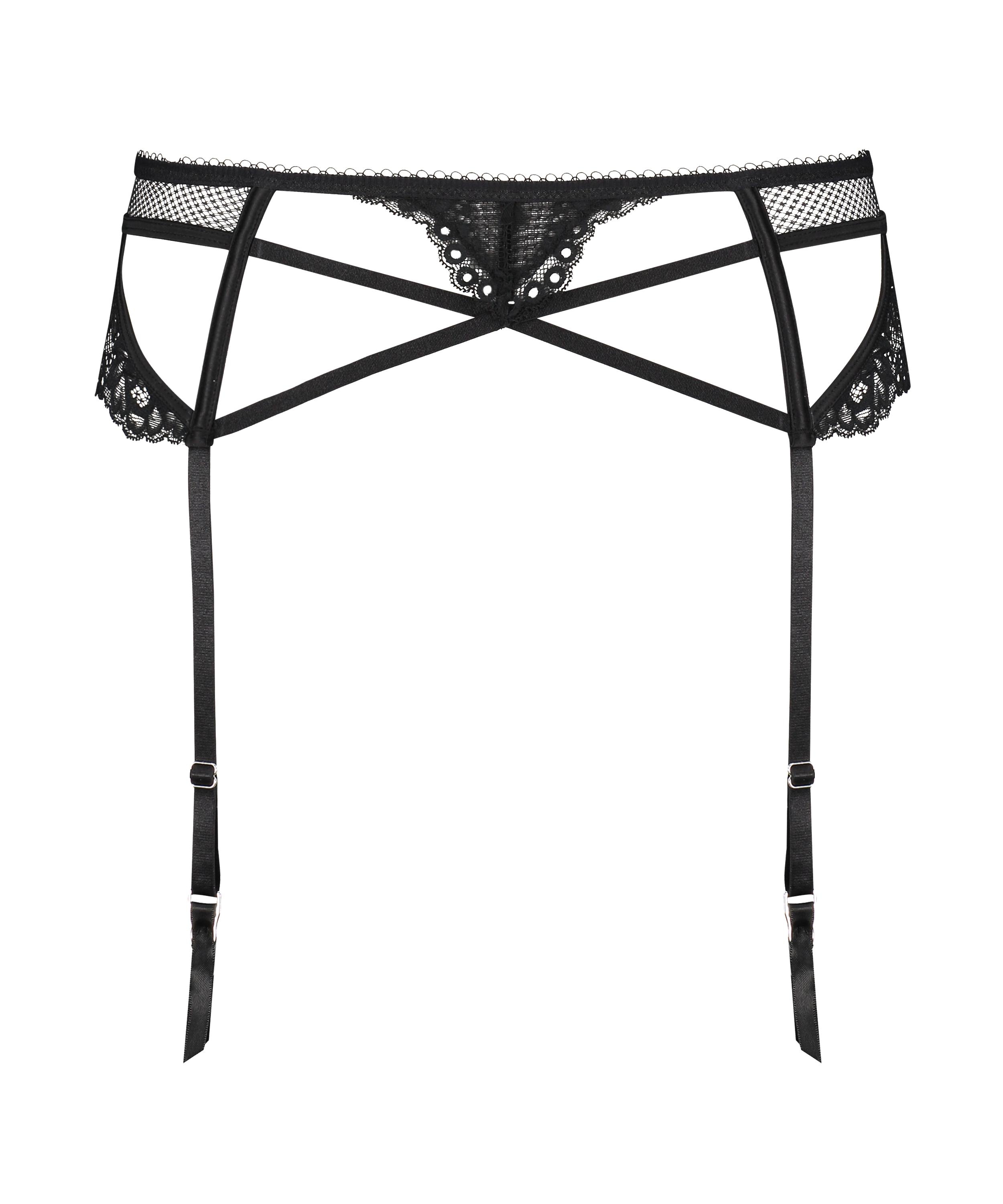 Porte jarretelle Anna, Noir, main