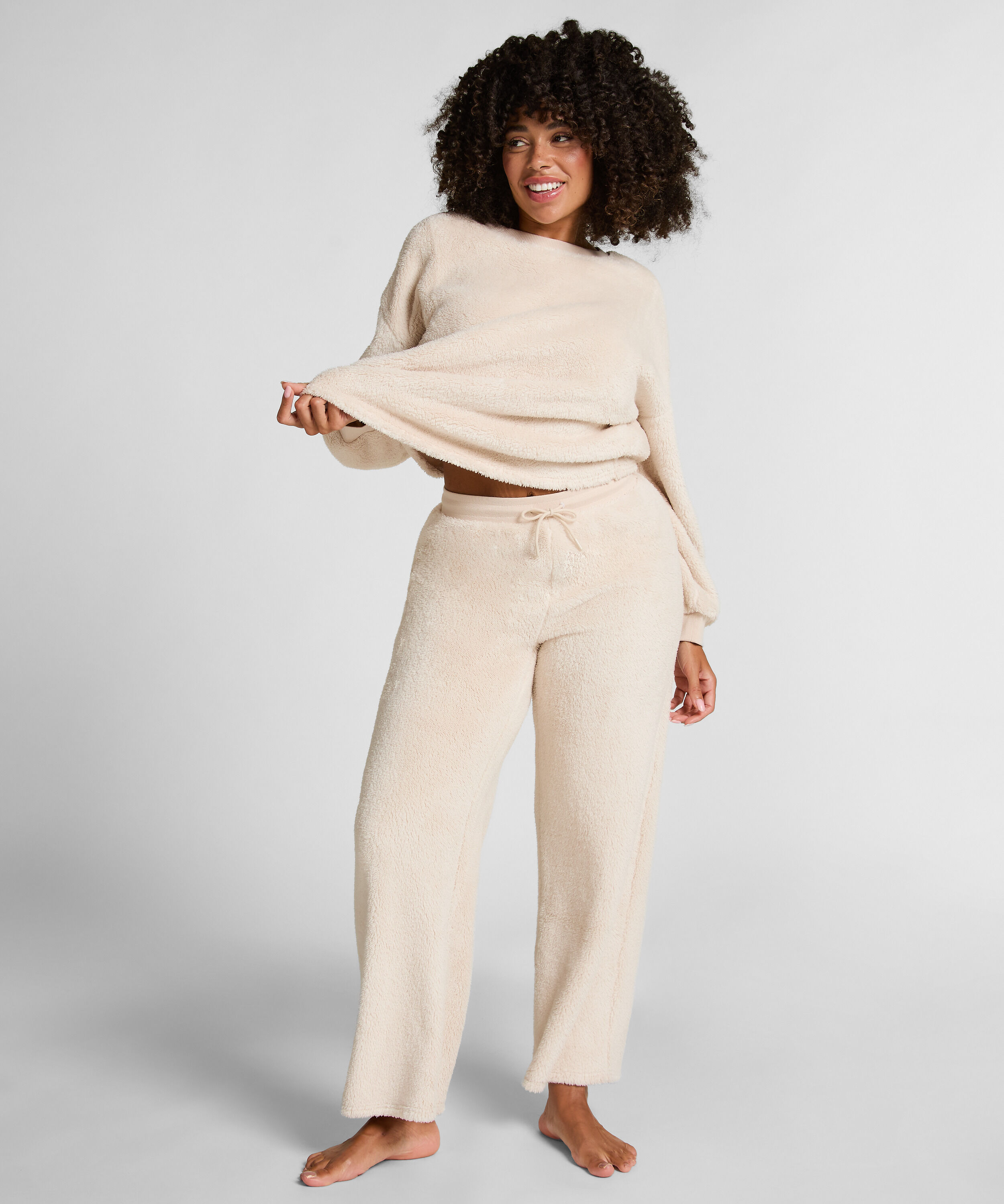Pantalon Fluffy Fleece, Beige