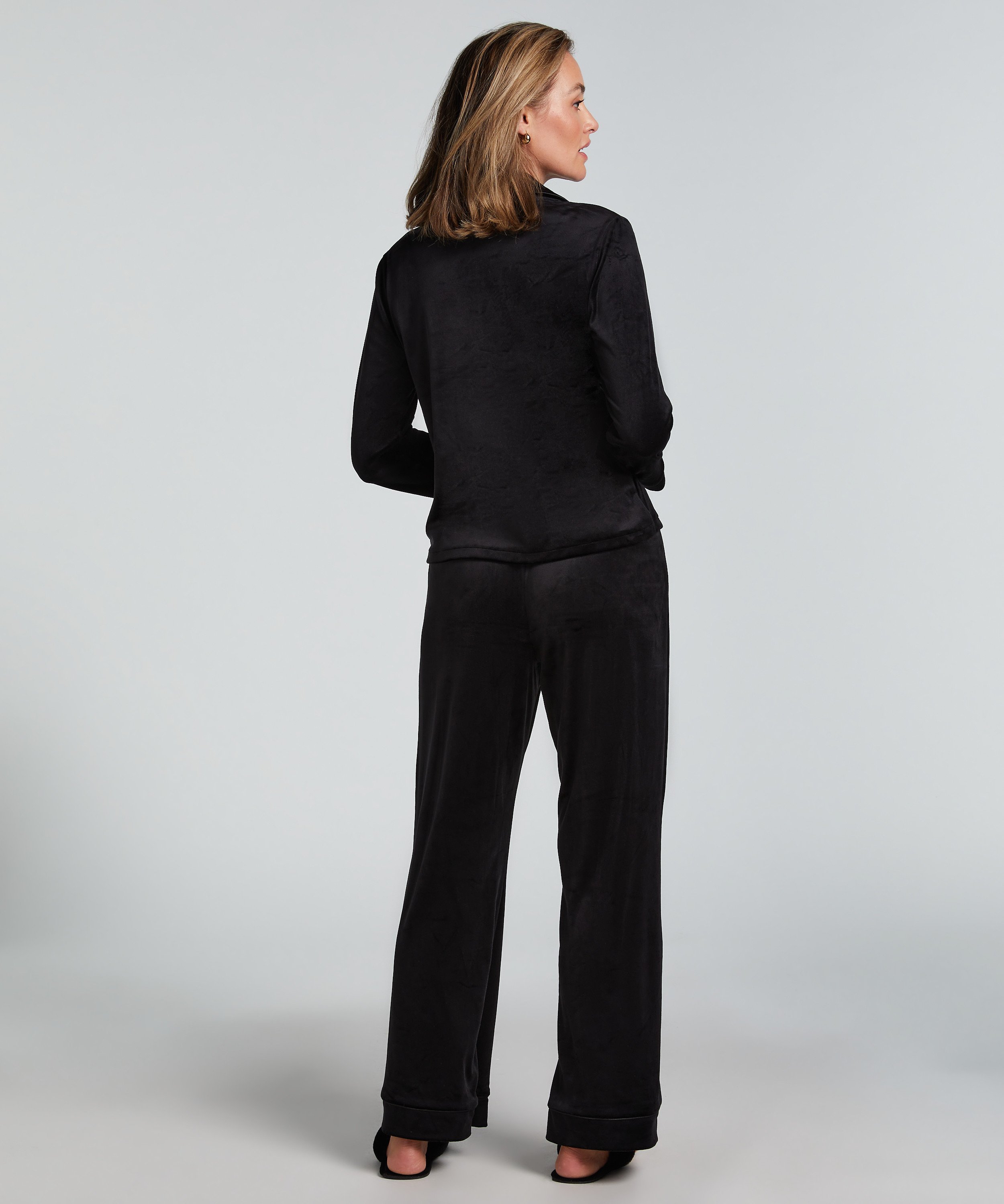 Veste à manches longues en velours, Noir, main