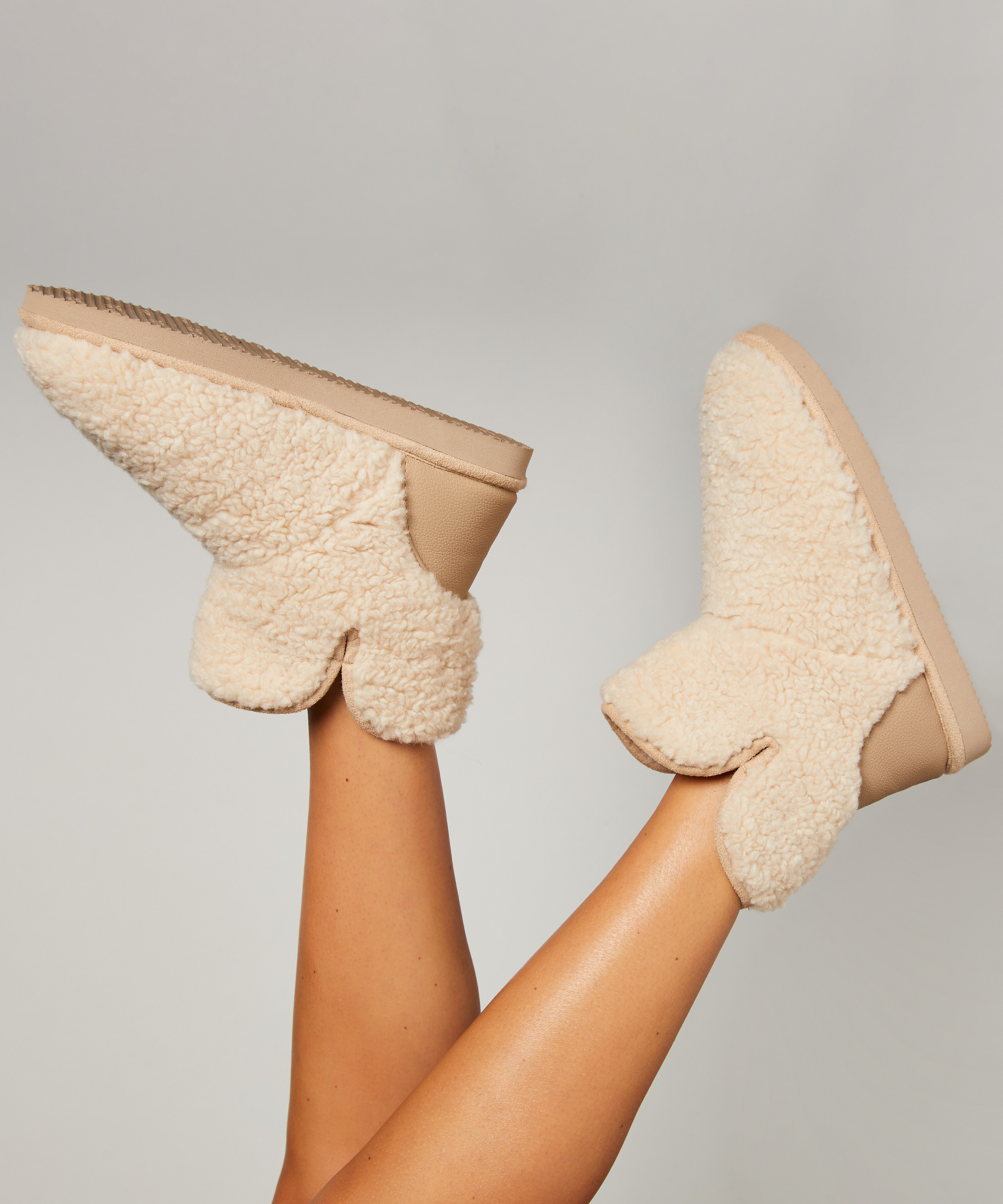 Pantoufles Teddy, Blanc, main
