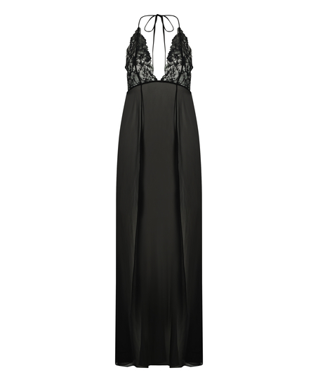 Robe en mousseline de satin Lily, Noir