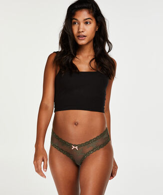 Slip br&eacute;silien V-shape Floral Mesh, Vert