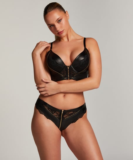 Soutien-gorge à armatures push-up préformé longline Talia, Noir