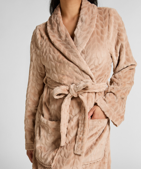 Robe de chambre courte en fleece, Beige