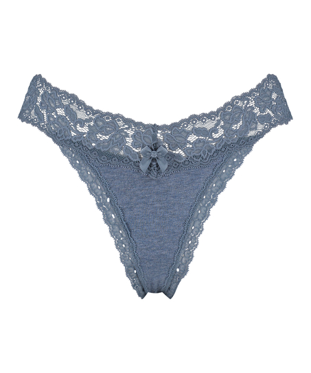String taille extra basse en coton, Bleu
