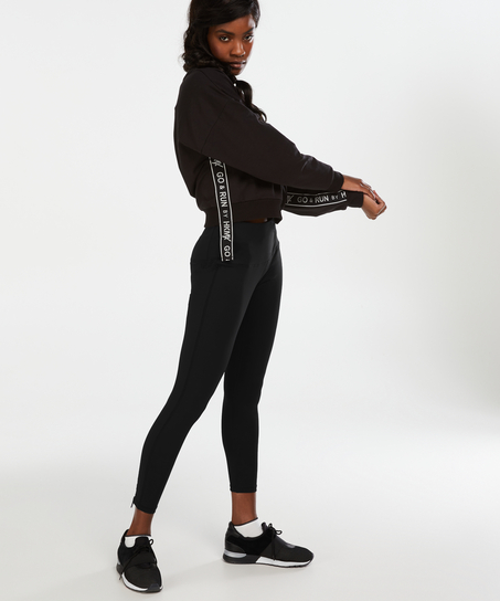 Legging de sport taille haute zip HKMX niveau 2, Noir