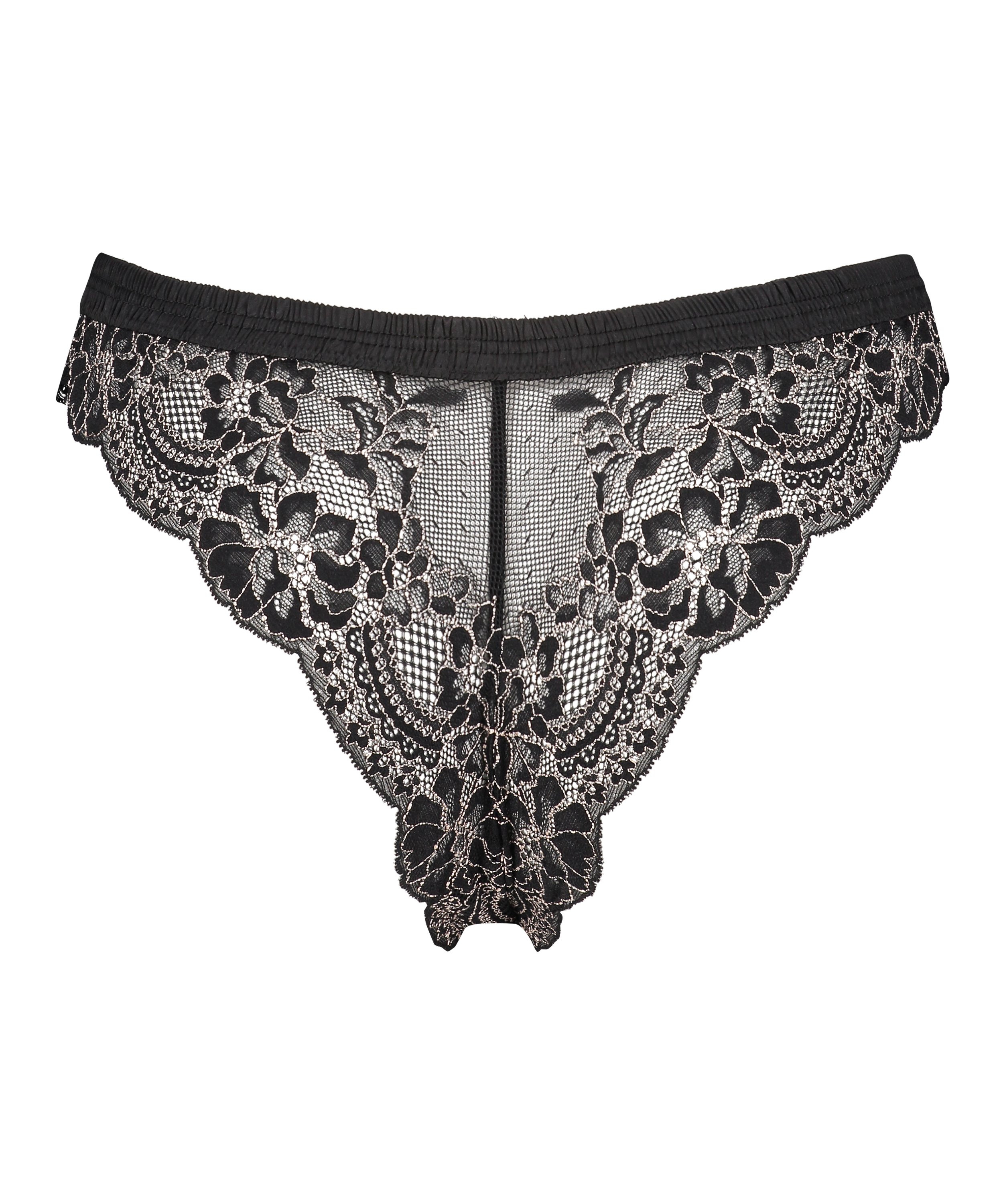 Slip brésilien échancré Yvo, Noir, main