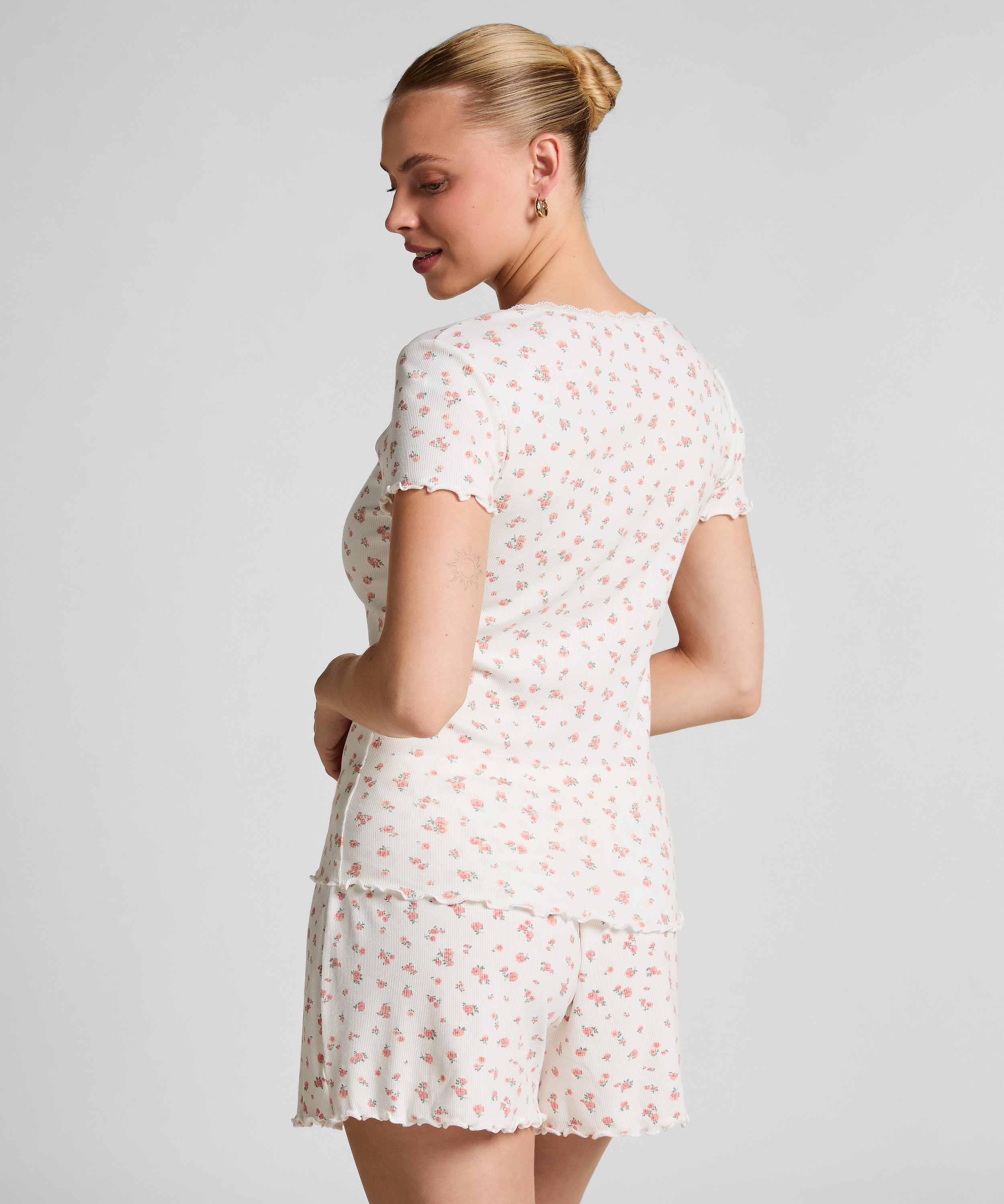 Short de pyjama c&ocirc;tel&eacute;, Blanc, main