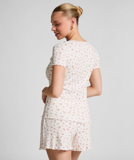 Short de pyjama c&ocirc;tel&eacute;, Blanc