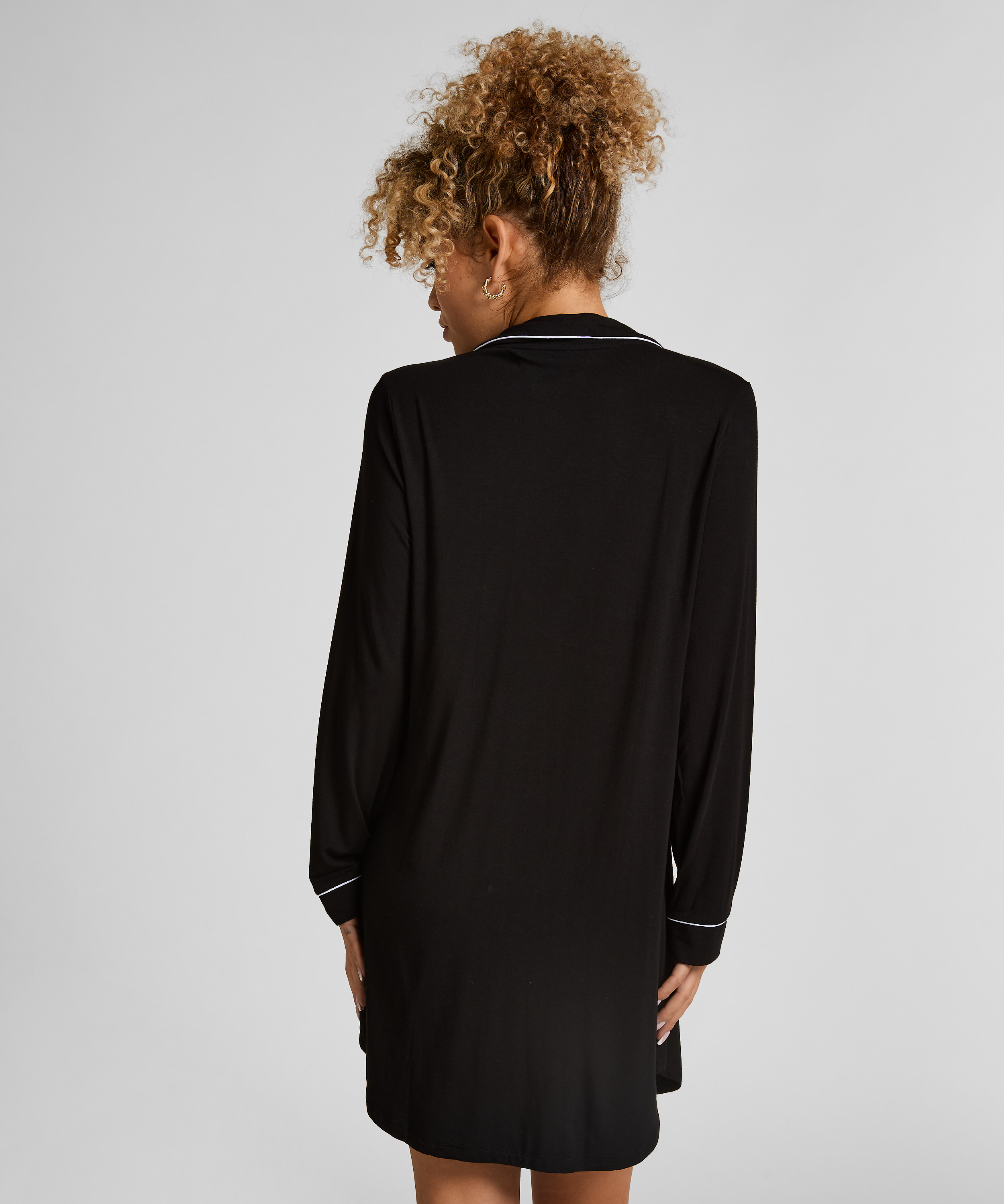 Robe-chemise à manches longues en jersey Essential, Noir, main