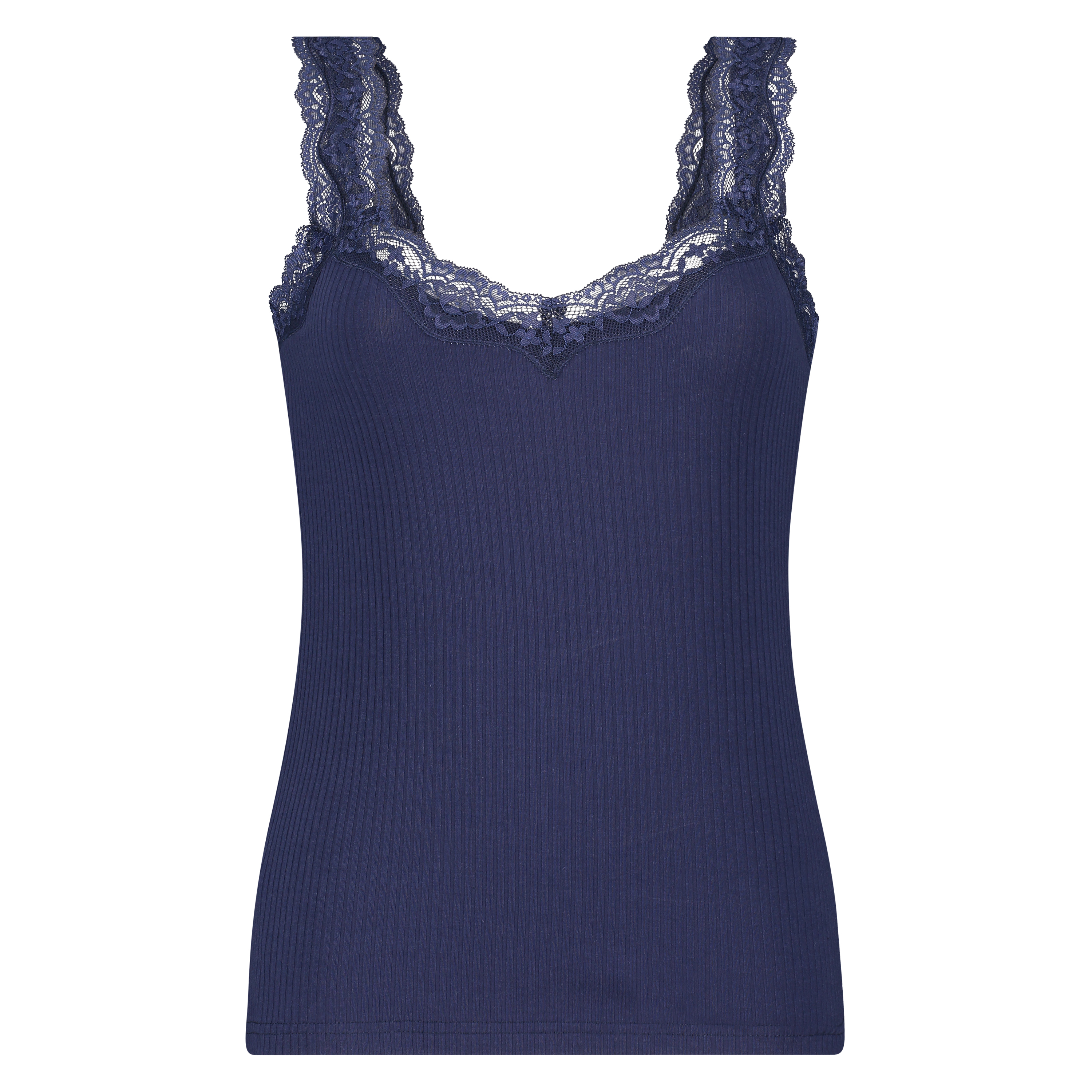 Camisole dentelle Top Rib, Bleu, main