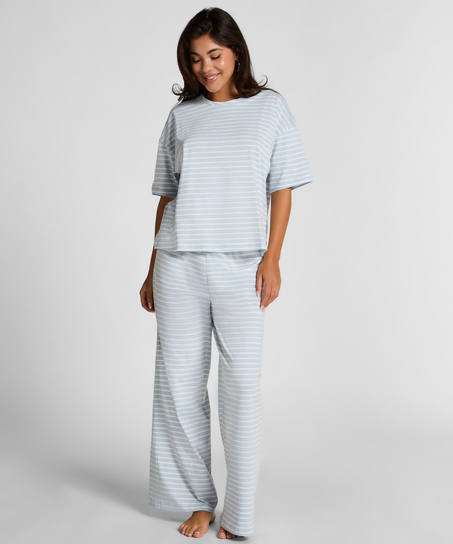 Pyjama Set Cotton Jersey Long, Bleu