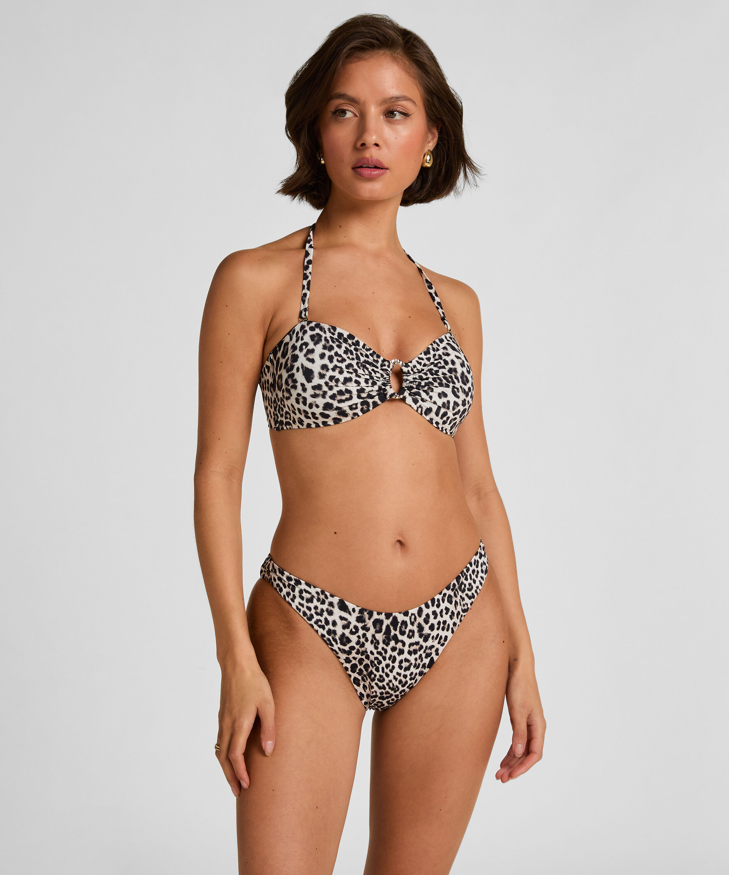 Culotte de Bikini Highleg Leopard, Noir