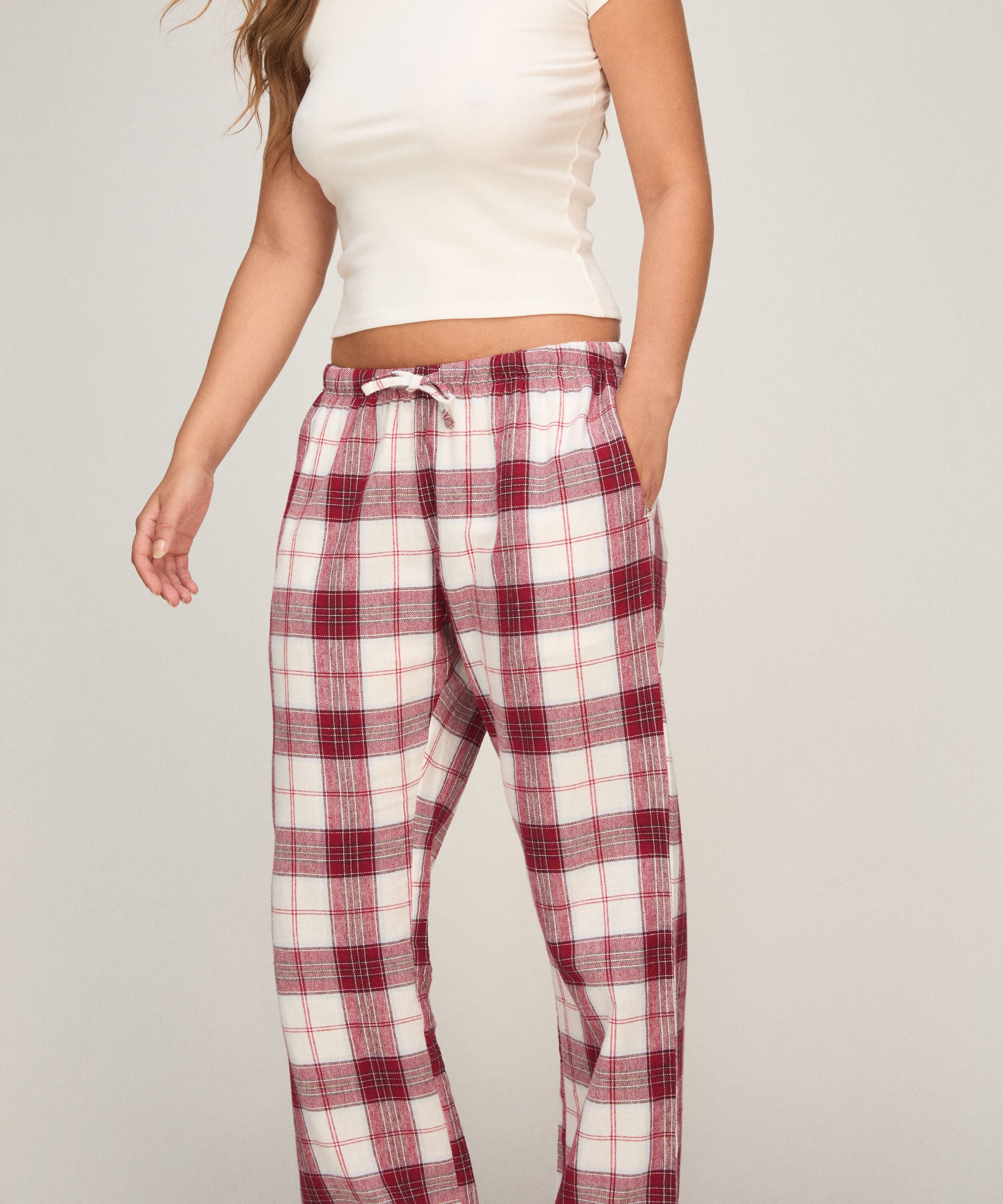 Pantalon de Pyjama Flanel, Blanc