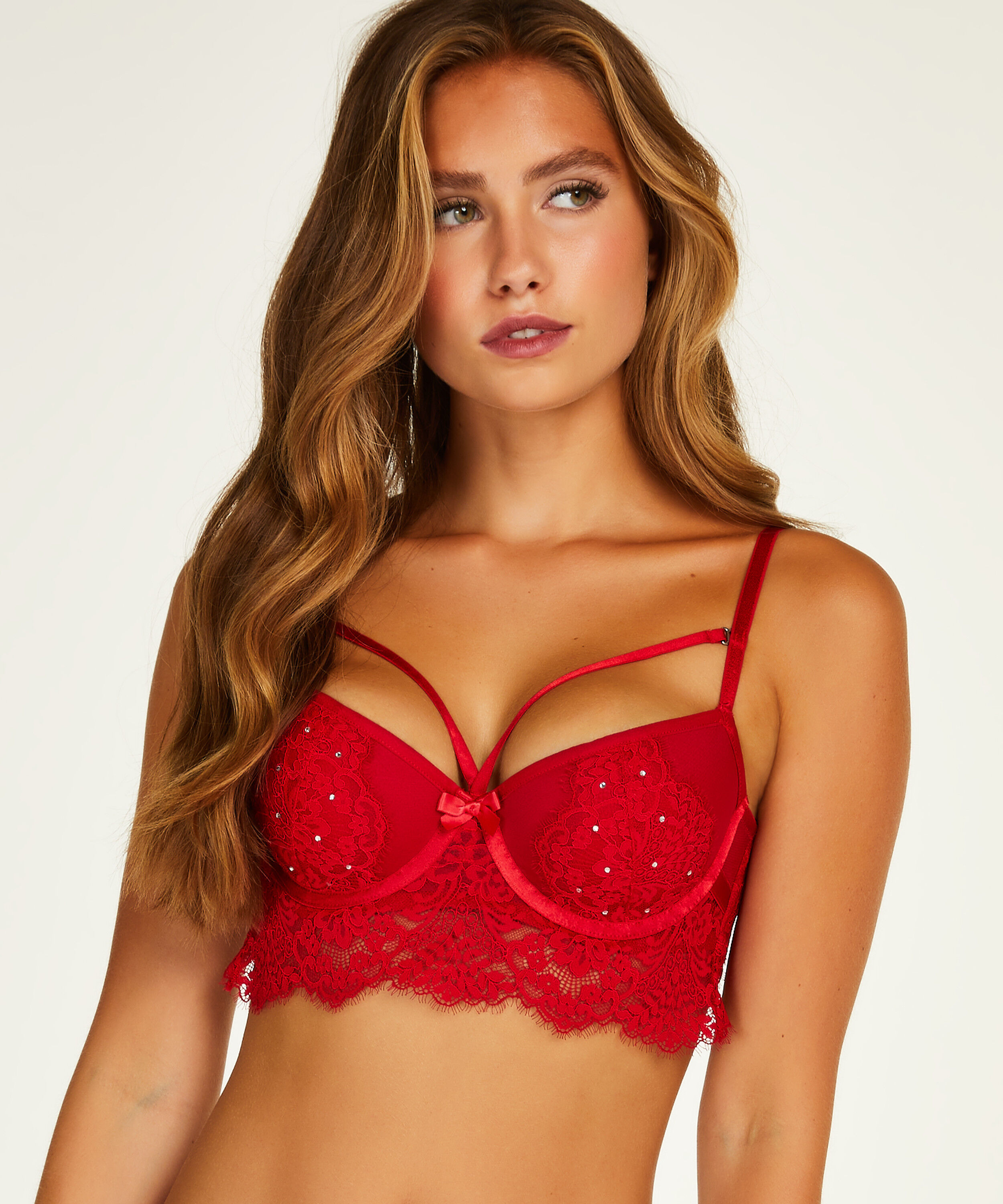 Soutien-gorge &agrave; armatures pr&eacute;form&eacute; longline Pauline, Rouge
