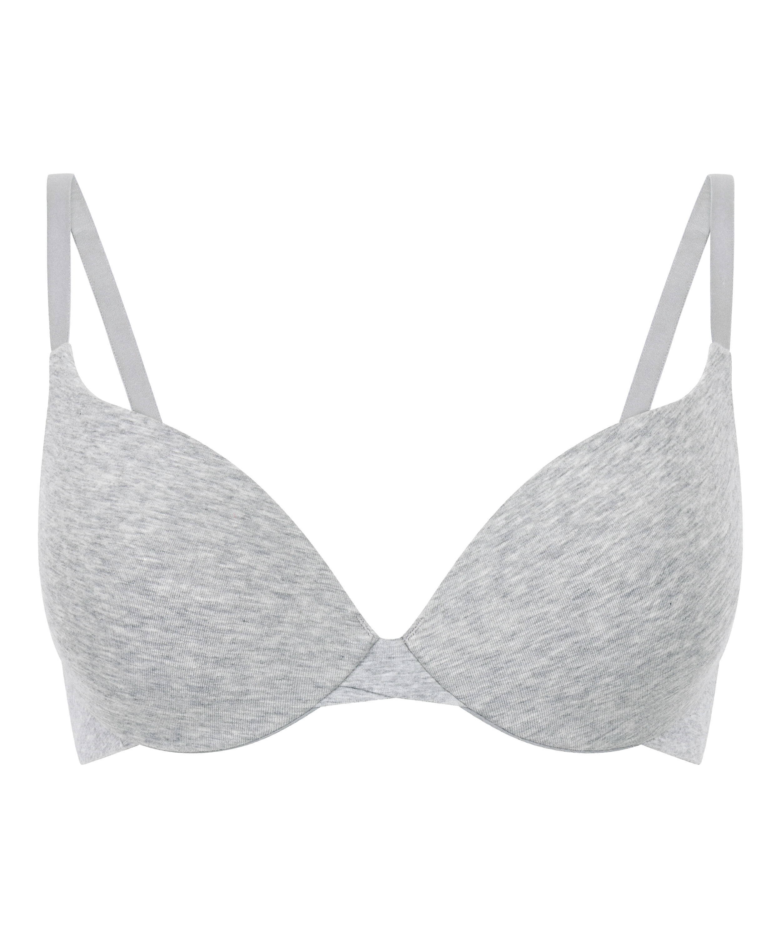 Soutien-gorge &agrave; armatures rembourr&eacute; push-up en coton, Gris
