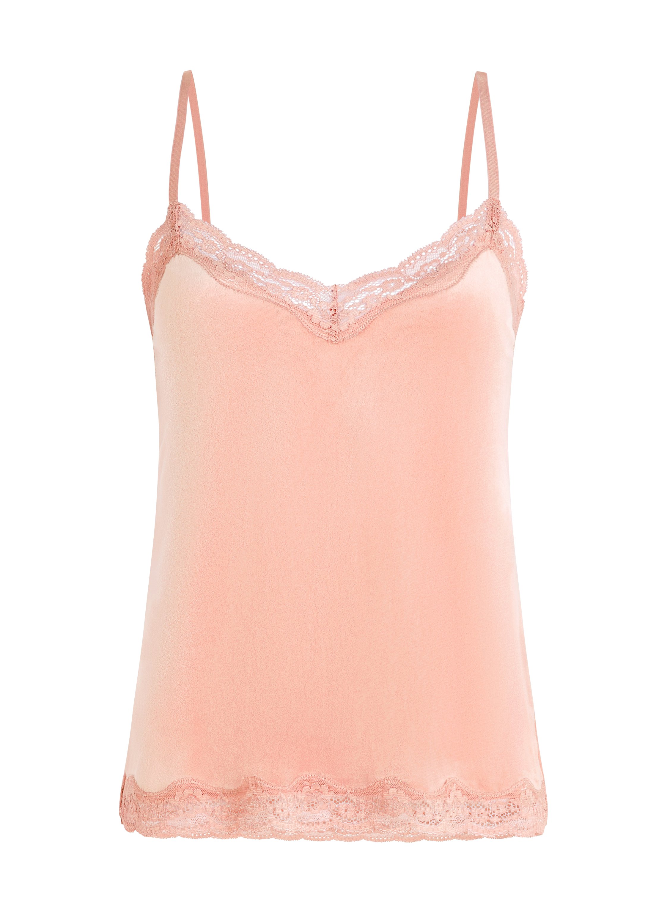 Camisole velours Dentelle, Rose, main