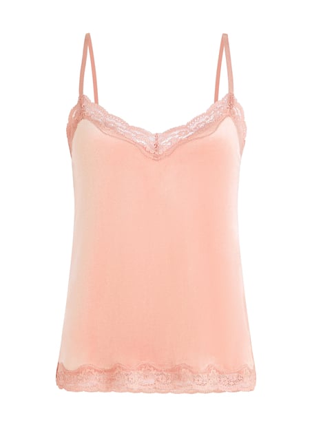 Camisole velours Dentelle, Rose
