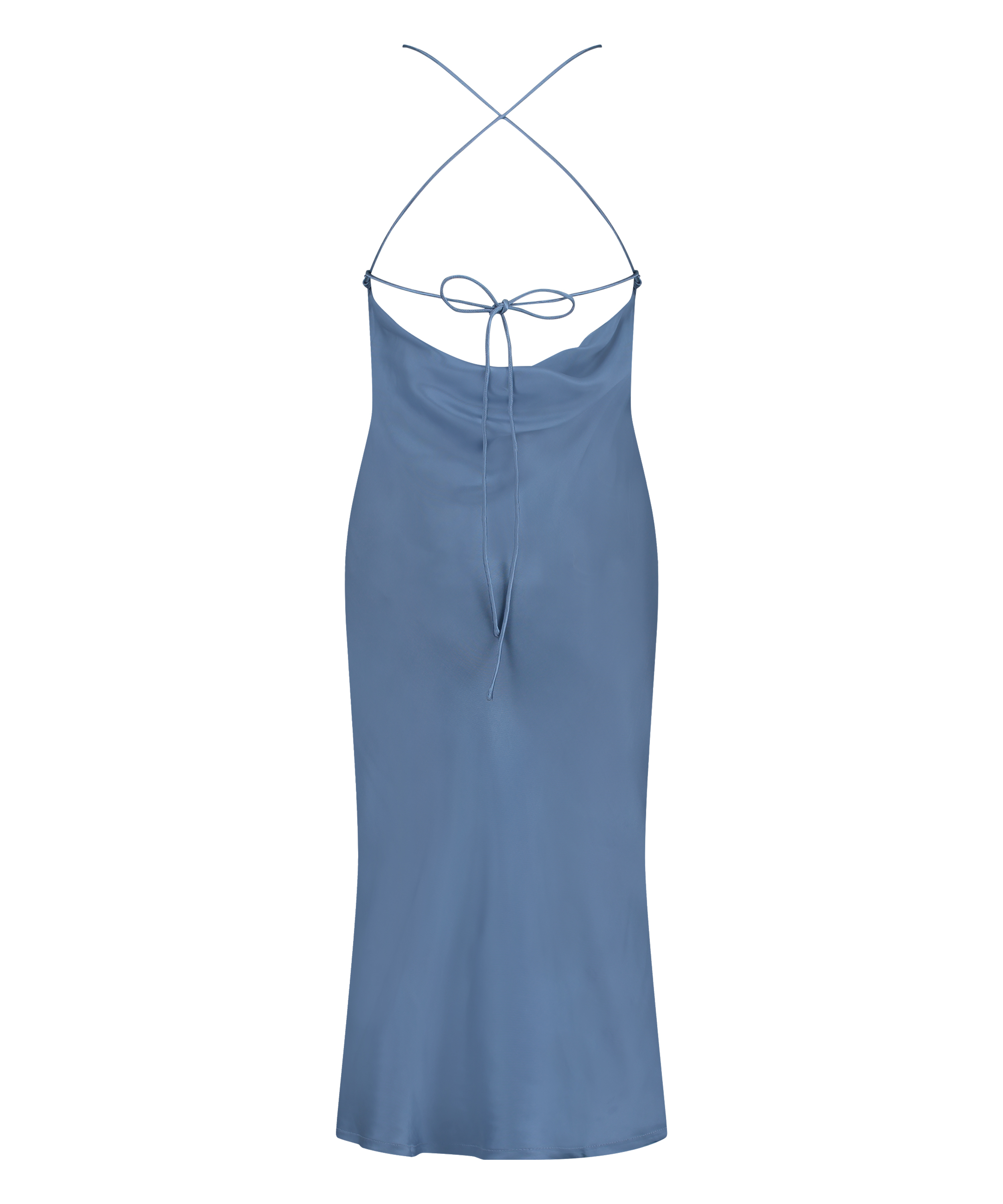 Robe midi Satin, Bleu, main