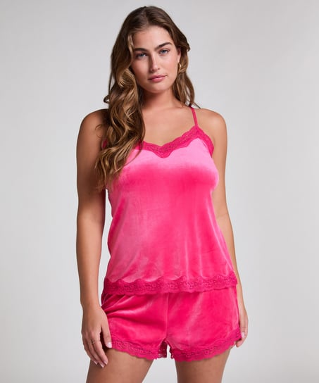 Camisole velours Dentelle, Rose