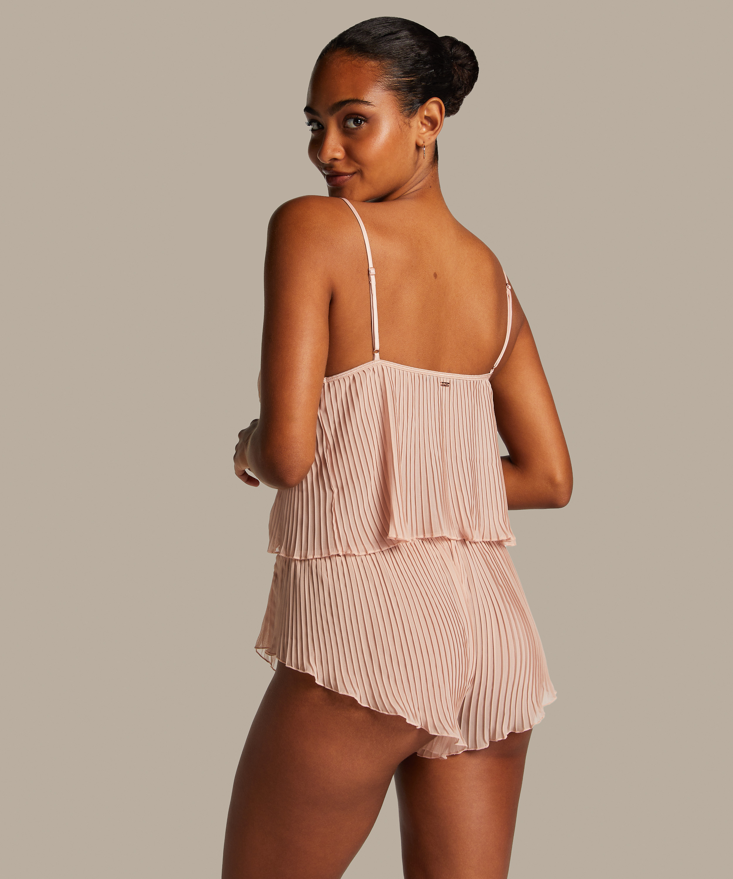 Ensemble Cami Mousseline Plissé, Rose, main