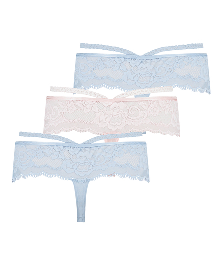 Ensemble de 3 boxers strings Quinn, Bleu