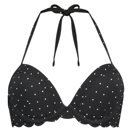 Haut de bikini à armatures à effet push-up préformé Scallop Taille A - E, Noir