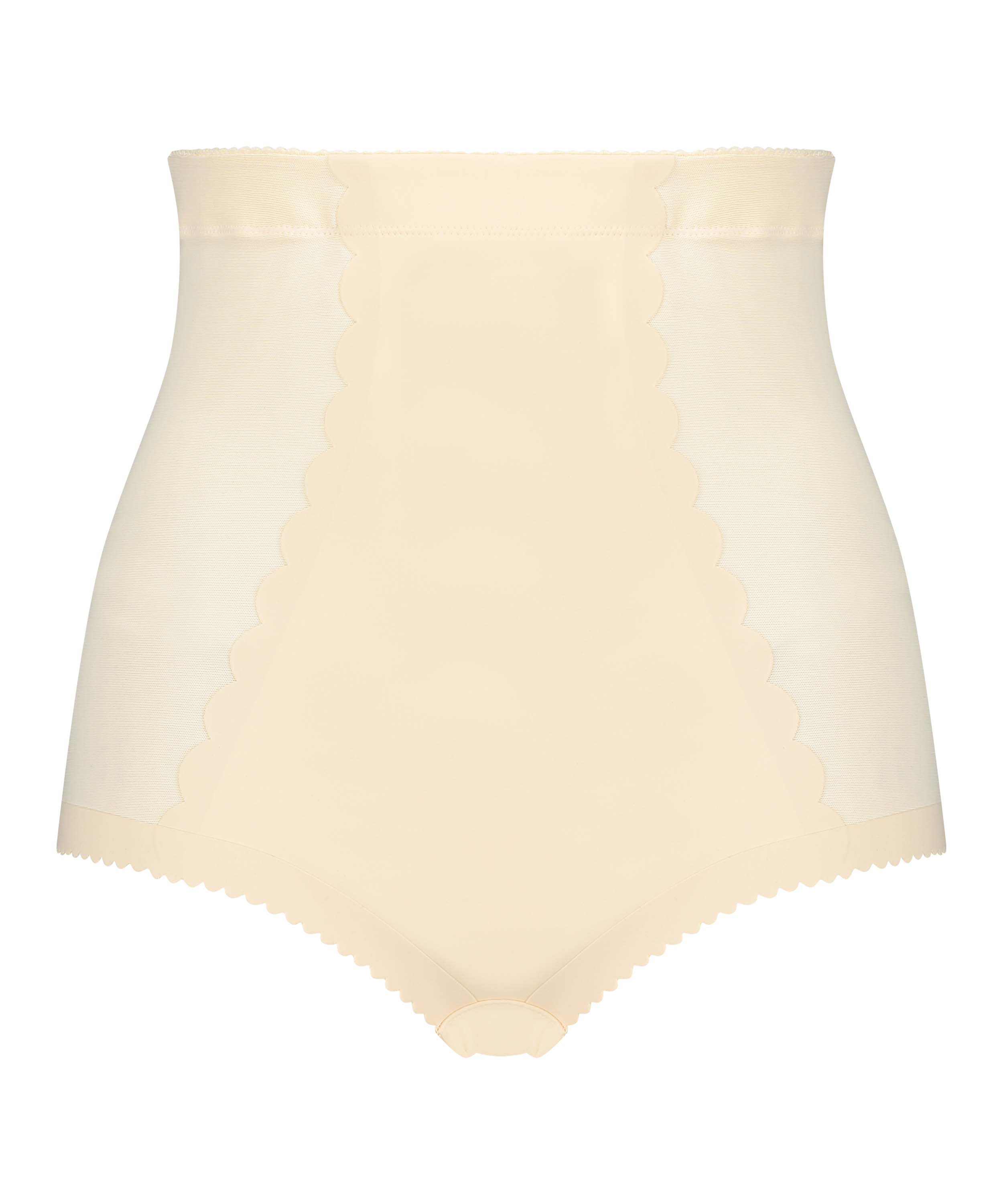 Culotte taille haute avec gaine sculptante en dentelle scuba - Level 3, Beige, main
