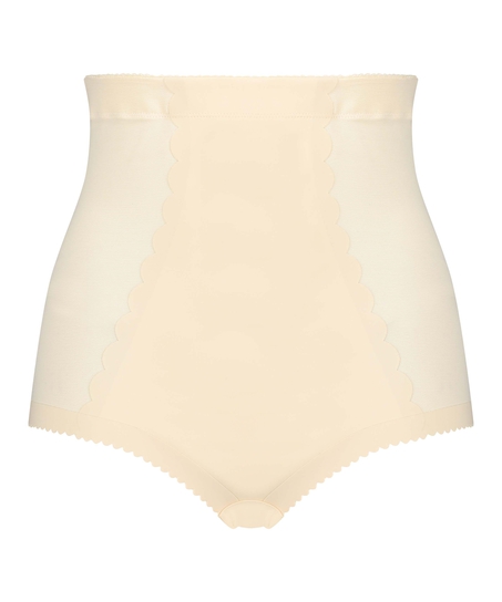 Culotte taille haute avec gaine sculptante en dentelle scuba - Level 3, Beige