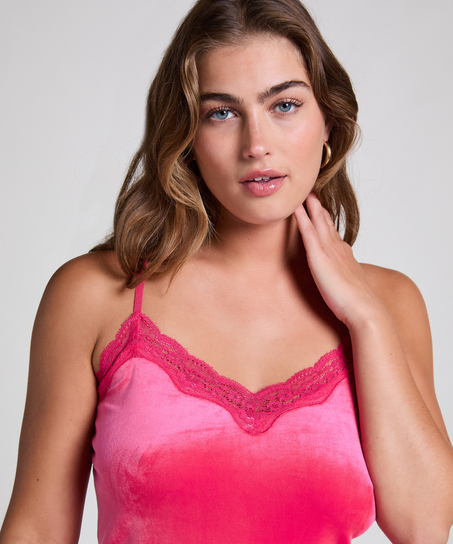 Camisole velours Dentelle, Rose
